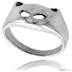 Sterling Silver Cat Face Ring 7/16 in wide