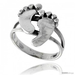 Sterling Silver Footprints Ring, 11/16 in wide