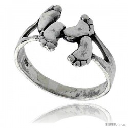 Sterling Silver Footprints Ring 5/8 in wide