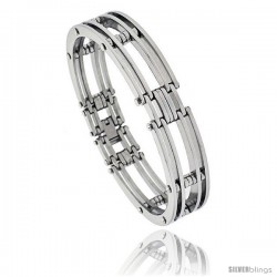 Gent's Stainless Steel Bar Bracelet, 1/2 in wide, 8 in long