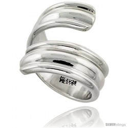 Sterling Silver Spoon Ring Handmade High Polish, 7/8 in wide