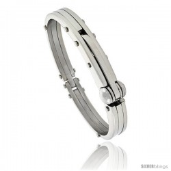 Gent's Stainless Steel Bangle Bracelet, 1/2 in wide, 8 1/2 in long