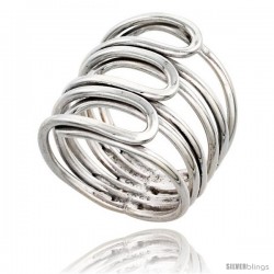 Sterling Silver Wire Wrap Overlapping Leaves Ring Handmade 1 in wide
