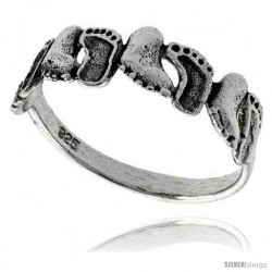 Sterling Silver Footprints Link Ring 5/16 in wide