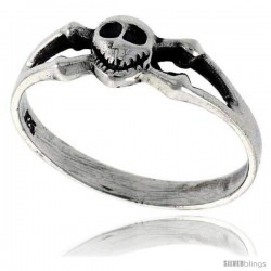 Sterling Silver Skull Ring 3/16 in wide