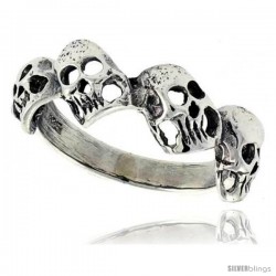 Sterling Silver Torn Skull Link Ring 5/16 in wide