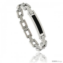 Gent's Stainless Steel / Carbon Fiber Link Bracelet, 3/8 in wide, 8 1/2 in long