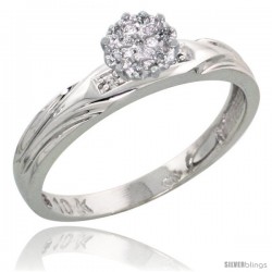 10k White Gold Diamond Engagement Ring 0.06 cttw Brilliant Cut, 1/8in. 3.5mm wide -Style Ljw014er