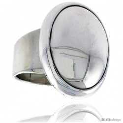 Sterling Silver Large Oval Signet Ring 1 in wide