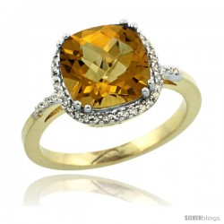 10k Yellow Gold Diamond WhiskyRing 3.05 ct Cushion Cut 9x9 mm, 1/2 in wide