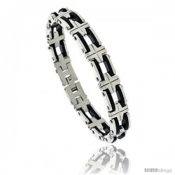 Gent's Stainless Steel / Rubber Bracelet, 1/2 in wide, 8 1/2 in long