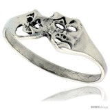 Sterling Silver Small Comedy Drama Masks Ring