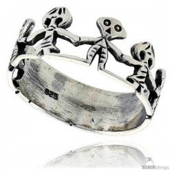 Sterling Silver Children in Unity Holding Hands Ring 3/8 wide