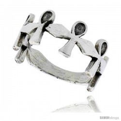 Sterling Silver Egyptian Ankh Link Ring 3/8 wide