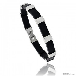 Stainless Steel and Rubber Bracelet, 8 in long