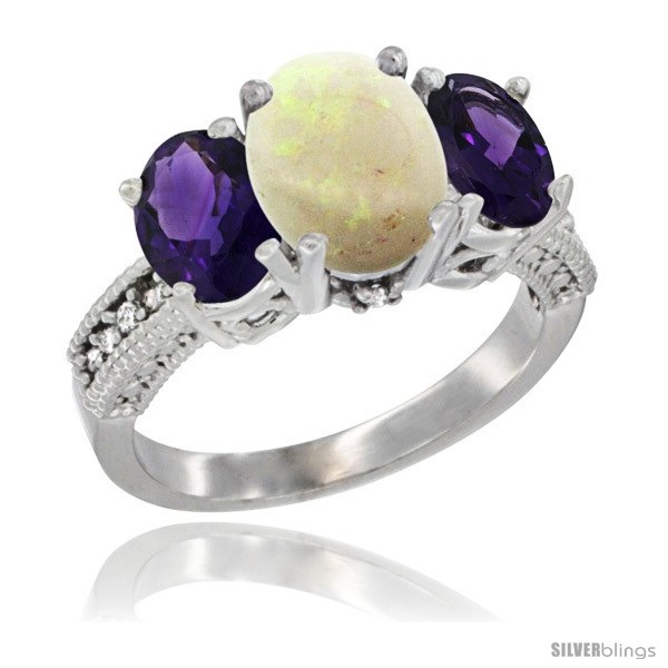 https://www.silverblings.com/44227-thickbox_default/10k-white-gold-ladies-natural-opal-oval-3-stone-ring-amethyst-sides-diamond-accent.jpg