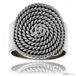 Sterling Silver Round Whirl Ring 15/16 in wide -Style Xr215