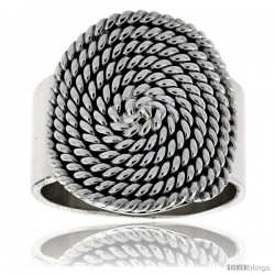 Sterling Silver Round Whirl Ring 15/16 in wide -Style Xr215