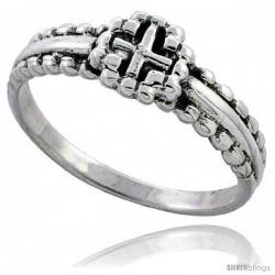 Sterling Silver Beaded Cross Ring 5/16 in wide