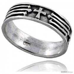 Sterling Silver Cross Wedding Band Ring