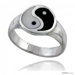 Sterling Silver Polished Yin - Yang Ring 7/16 in wide