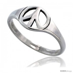 Sterling Silver Peace Sign Ring 5/16 in wide