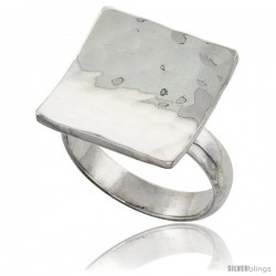 Sterling Silver Concave Square Ring 3/4 in wide