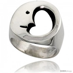 Sterling Silver Crescent Moon Ring 3/4 in wide