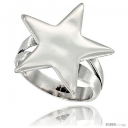 Sterling Silver Five-Point Star Ring 3/4 in wide