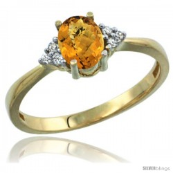 10k Yellow Gold Ladies Natural Whisky Quartz Ring oval 7x5 Stone