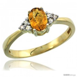 10k Yellow Gold Ladies Natural Whisky Quartz Ring oval 6x4 Stone