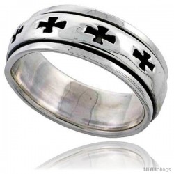 Sterling Silver Cross Spinner Ring 3/8 wide