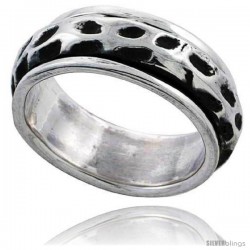 Sterling Silver Freeform Design Spinner Ring 5/16 in wide
