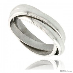 Sterling Silver 3mm Rolling Ring Triple Interlocking