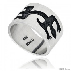 Sterling Silver Native American Design Gecko Ring