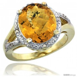 10k Yellow Gold Ladies Natural Whisky Quartz Ring oval 12x10 Stone