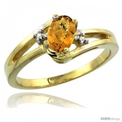 10k Yellow Gold Ladies Natural Whisky Quartz Ring oval 6x4 Stone -Style Cy926165