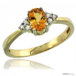 14k Yellow Gold Ladies Natural Citrine Ring oval 6x4 Stone Diamond Accent