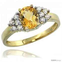 14k Yellow Gold Ladies Natural Citrine Ring oval 8x6 Stone Diamond Accent