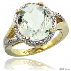 10k Yellow Gold Ladies Natural Green Amethyst Ring oval 12x10 Stone