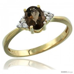 10k Yellow Gold Ladies Natural Smoky Topaz Ring oval 7x5 Stone