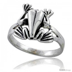 Sterling Silver Movable Frog Ring 1/2 in wide