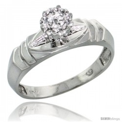 10k White Gold Diamond Engagement Ring 0.04 cttw Brilliant Cut, 3/16 in wide -Style Ljw021er