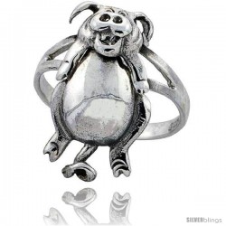 Sterling Silver Movable Pig Ring