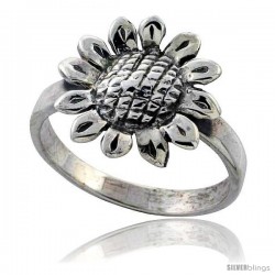 Sterling Silver Movable Sunflower Ring, 11/16 in wide