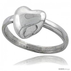 Sterling Silver Movable Heart Ring 1/2 in wide