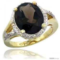 10k Yellow Gold Ladies Natural Smoky Topaz Ring oval 12x10 Stone