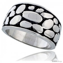 Surgical Steel Cigar Band Ring Bali Pebbles Pattern 1/2 in wide