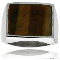 Gent's Sterling Silver Large Square Tiger Eye Ring