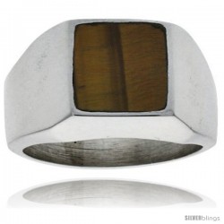 Gent's Sterling Silver Square Tiger Eye Ring